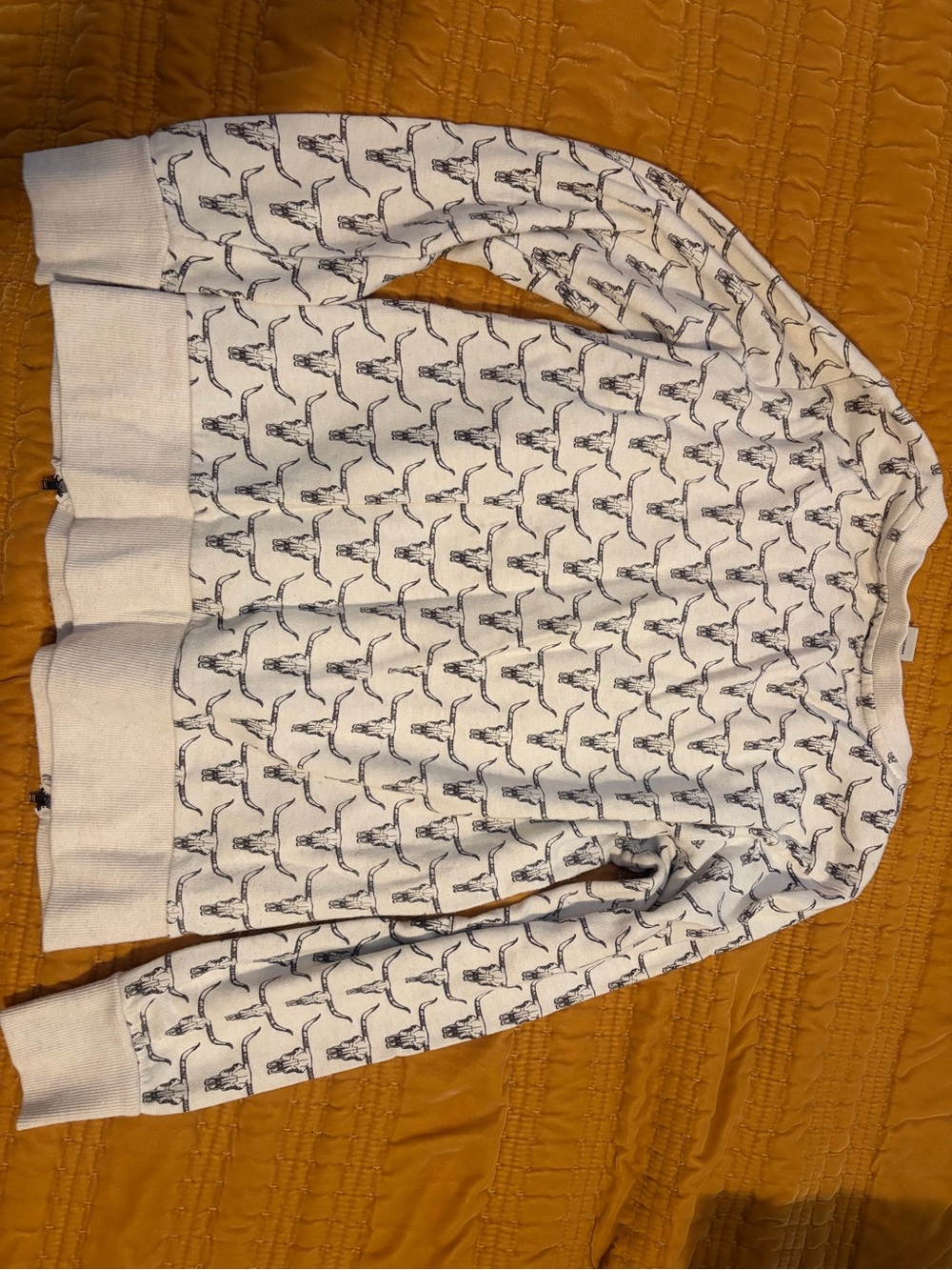 Ariat White Crewneck Sweater with Navy Horse Print - Picture 2 of 3